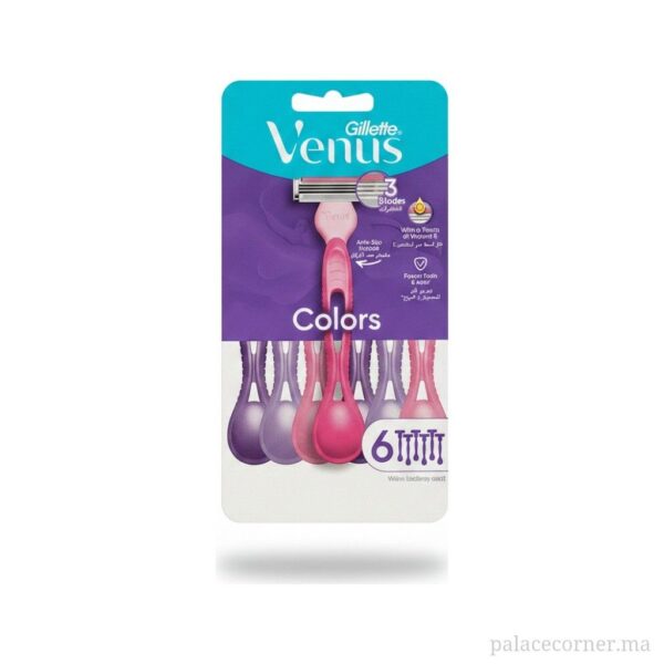 Gillette Venus Colors - Pack de 6 Rasoirs Jetables 3 Lames