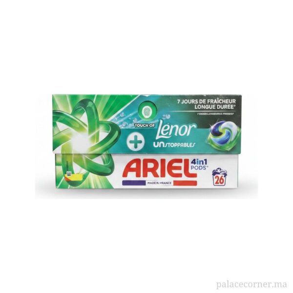 Ariel 4in1 PODS + Lenor Unstoppables - 26 Capsules - Fraîcheur Longue Durée